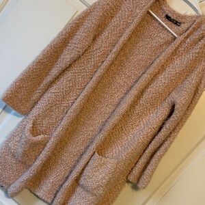 Cozy Pink Open-Front Sweater